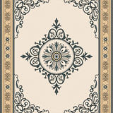 Vintage Medallion Scrollwork with Elegant Flourishes and Timeless Motifs (Beige) - ODIKA