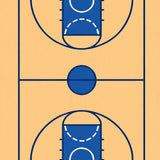 Basketball Court Light Wood Floor Blue Key Blue Lines(Beige)