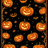 Creepy Halloween Bathroom Carpet with Haunted Pumpkins and Gothic Lace Frame(Orange)
