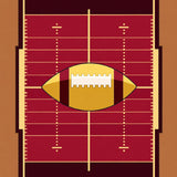 Football Field Gridiron Yard Lines Central Ball Design(Red)