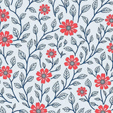 Boho Wildflower Tapestry with Whimsical Vine Detailing (Red)