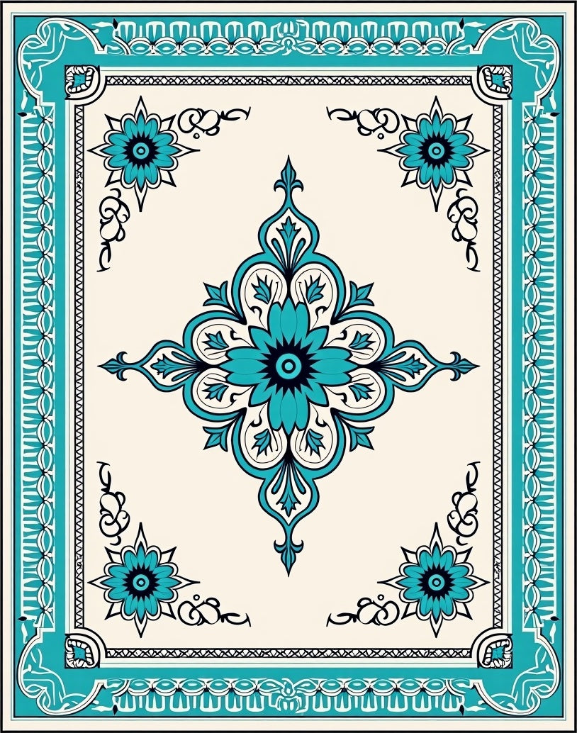 Inspired Quatrefoil Medallion Boho Eclectic Statement (Blue) - ODIKA