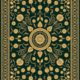 Tapestry Design with Symmetrical Floral Rosettes(Green)