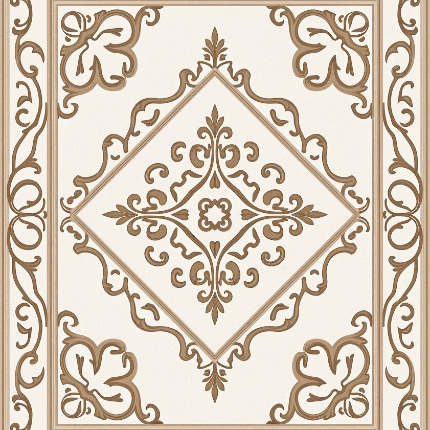 Elegant Scrollwork Damask Trellis Lattice Botanical Farmhouse (Ivory) - ODIKA