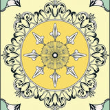 Sunburst Medallion with Ornate Floral Center Motifs (Yellow)