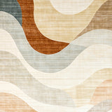 Elegant Abstract Swirl Lines Area with Warm Beige and Brown Tones(Beige)