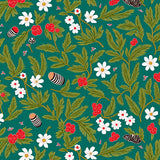 Classic Evergreen Floral Blossom(Teal)