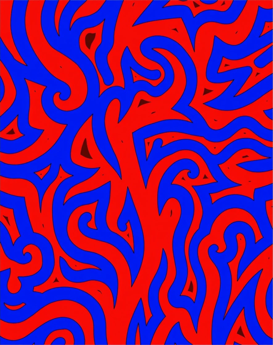 Abstract Flame Motif Featuring Dynamic Twisting Lines and Vibrant Contrast (Red) - ODIKA