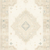 Contemporary Medallion Beige and Ivory Abstract Design(Beige)