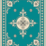Artisan Medallion Featuring Lattice Scrollwork and Floral Emblems(Teal)