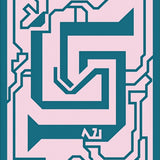 Contemporary Maze Motif with Interlocking Angles and Streamlined Abstract Shapes (Pink)