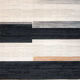Boho Chic Black and Beige Area Abstract Stripe(Beige)
