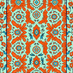 Artisan Petal Mosaic with Stylized Botanic Medallions (Orange) - ODIKA