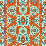 Artisan Petal Mosaic with Stylized Botanic Medallions (Orange) - ODIKA