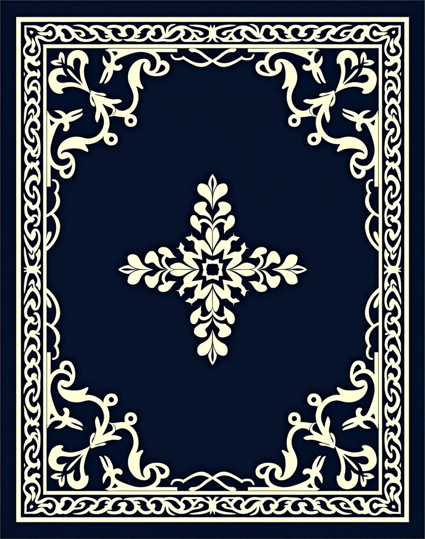 Vintage Damask Scrollwork Design with Elegant Swirl Accent (Blue) - ODIKA