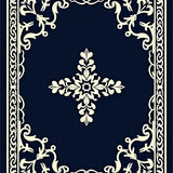 Vintage Damask Scrollwork Design with Elegant Swirl Accent (Blue) - ODIKA