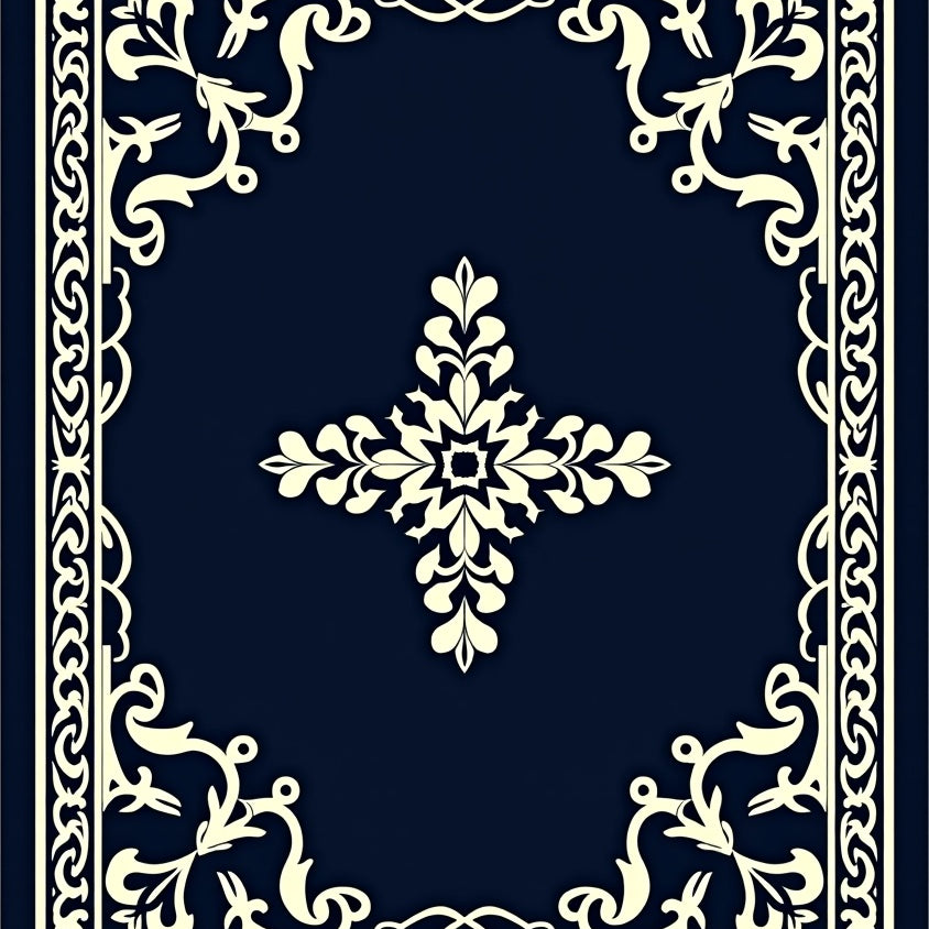 Vintage Damask Scrollwork Design with Elegant Swirl Accent (Blue) - ODIKA