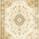 Chic Beige Medallion Area Distressed Floral Accent Floor(Beige)