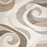 Chic Area with Abstract Swirl in Beige and Taupe Shades(Beige)