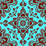 Enchanted Meadow Floral Symmetrical Interlocking Medallion Design (Brown)
