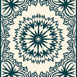 Sunburst Motif with Interlocking Petal Details and Subtle Vine Accents (Ivory) - ODIKA