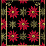 Poinsettia Bloom Damask with Traditional Holiday Framework(Red)