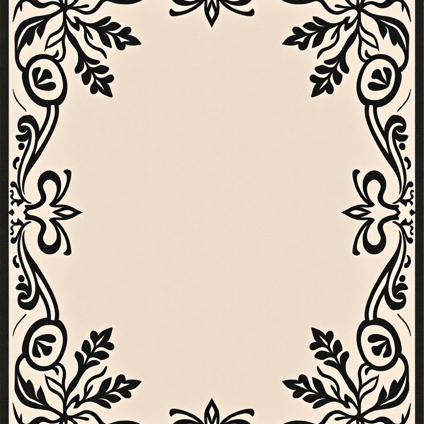 Vintage Inspired Medallion Design Featuring Curved Leaf (Beige) - ODIKA