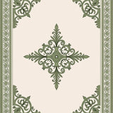 Traditional Damask with Wash Treatment Floor Covering(Green)