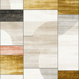 Contemporary Area In Beige With Geometric Shapes And Gold Accents(Beige)