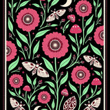 Celestial Mushroom Grove with Moth and Poppy Botanical(Pink)