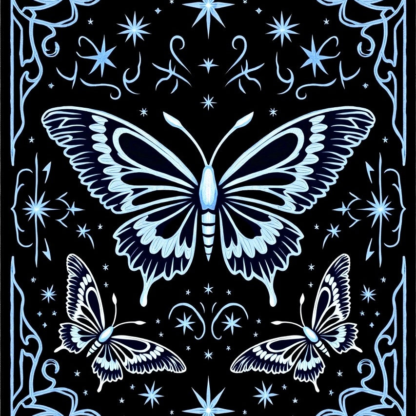 Mystical Moth Wings with Celestial Stars Design (Black) - ODIKA