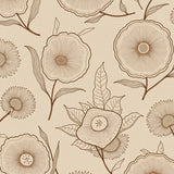 Botanical Distressed Floral Symmetrical(Beige)