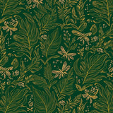 Dark Garden Moth and Fern with Mystical Botanical Motifs (Green) - ODIKA