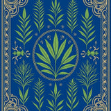 Botanical Insect with Flourishing Ferns and Delicate Beetle Motifs (Blue)
