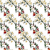 Bountiful Apple Branch Floral Half Moon Accent(Red)