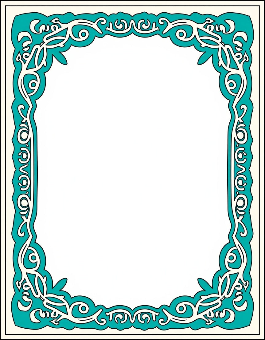 Elegant Bordered Medallion Transitional Contemporary Decorative (Blue) - ODIKA