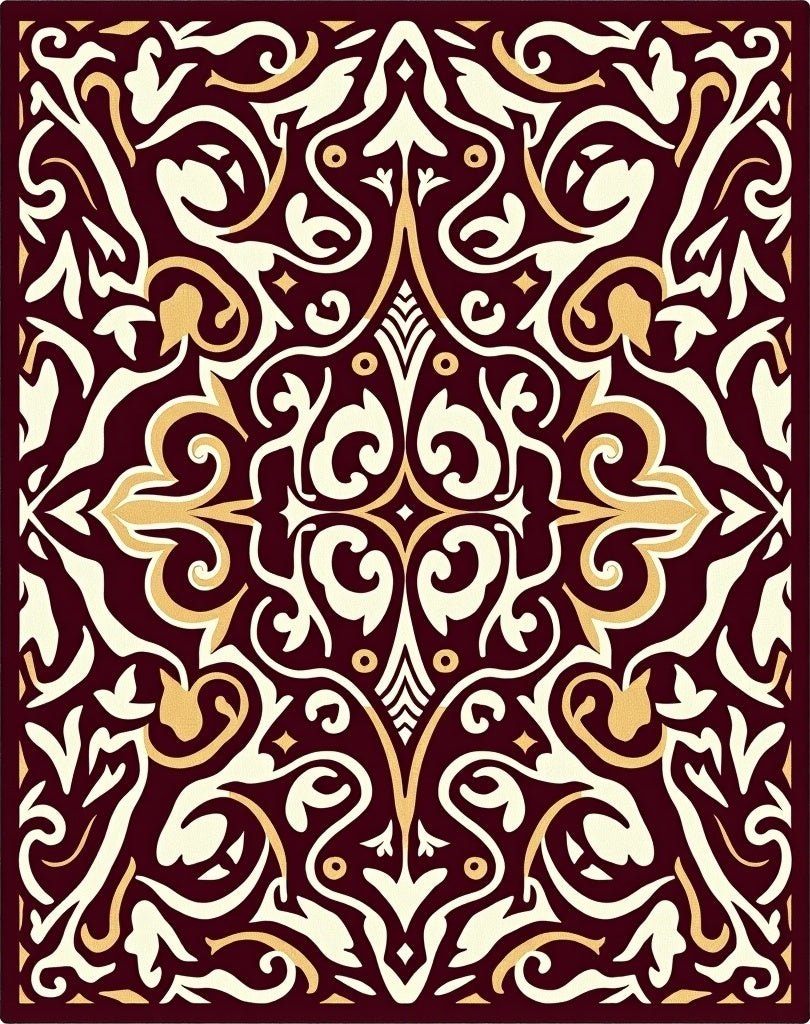 Art Nouveau Swirling Floral with Stylized Leaf Accents (Ivory) - ODIKA