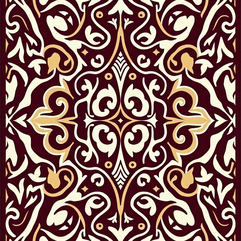 Art Nouveau Swirling Floral with Stylized Leaf Accents (Ivory) - ODIKA