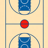 Basketball Court Beige Floor Blue Key Blue Lines Red Circle(Beige)