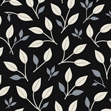 Abstract Botanical Silhouettes with Delicate Leaf Motifs(Black)