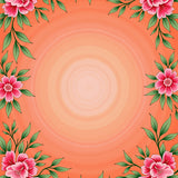 Enchanted Garden Blossom Tapestry With Decorative Vines(Orange)