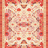 Contemporary Coral Spotted Area With Floral Intricate Design(Red)