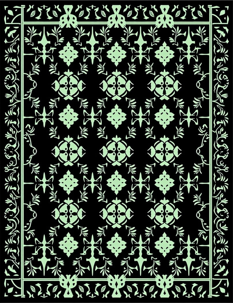 Botanical Vine Lattice with Interlocking Motifs (Black) - ODIKA