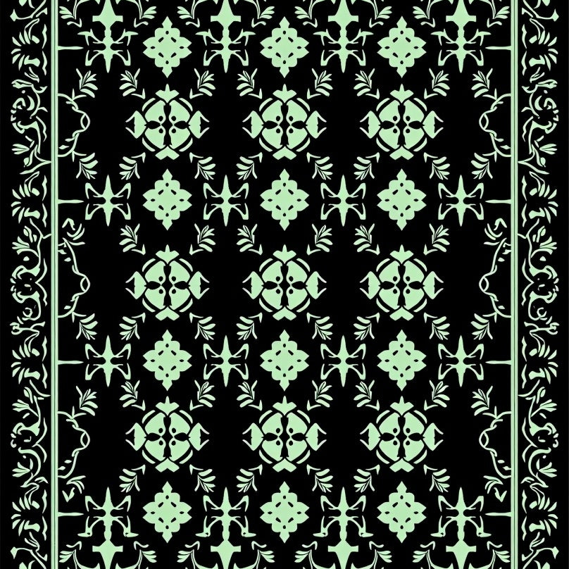 Botanical Vine Lattice with Interlocking Motifs (Black) - ODIKA