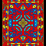 Xmas Mosaic Stained Glass Holiday Window Design Floor(Red)