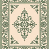 Jubilant Damask Tapestry Design with Symmetrical Flourish(Beige)