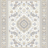 Artisan Inspired Area Rug with Boho Medallion and Soft Neutral Palette(Beige)
