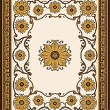 Latticework with Flourished Chrysanthemum Accents(Brown)