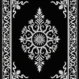 Damask Vinework with Ornate Botanical Scrolls(Black)