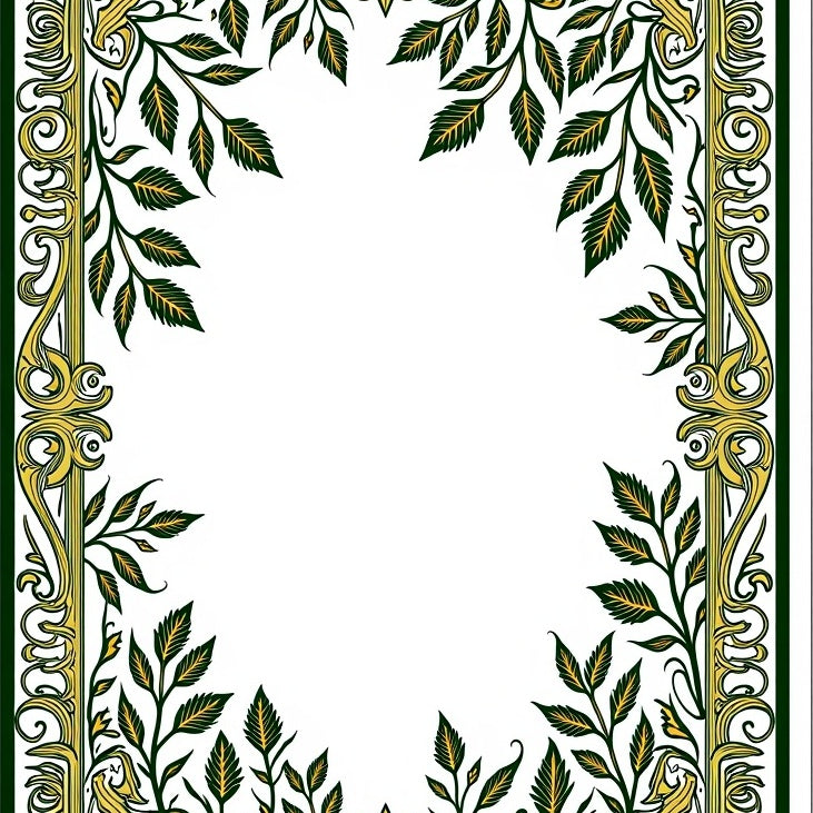 Art Nouveau Foliage Cascade with Stylized Bloom Motifs (Green) - ODIKA
